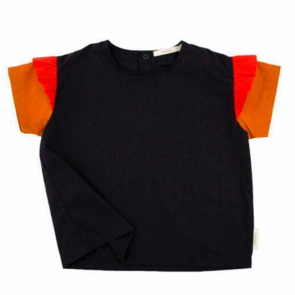 Tiny Cottons Other - Black Top with Orange Sleeves girls size 4